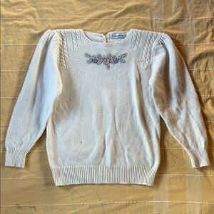 Chic Cream Sweater with Floral Embroidery